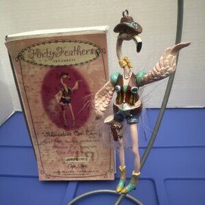 Cape Shore Flirty Feathers Cow Chick Ornament Rhinestones Pink Farm Christmas